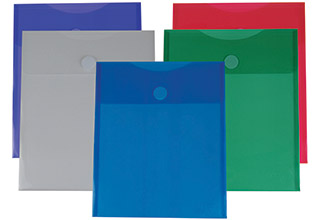 LaOficina Poly Clear Envelopes with Button String Snap Closure 1 Inch Gusset Top Opening Letter Size 5 Per Pack Assorted Color 